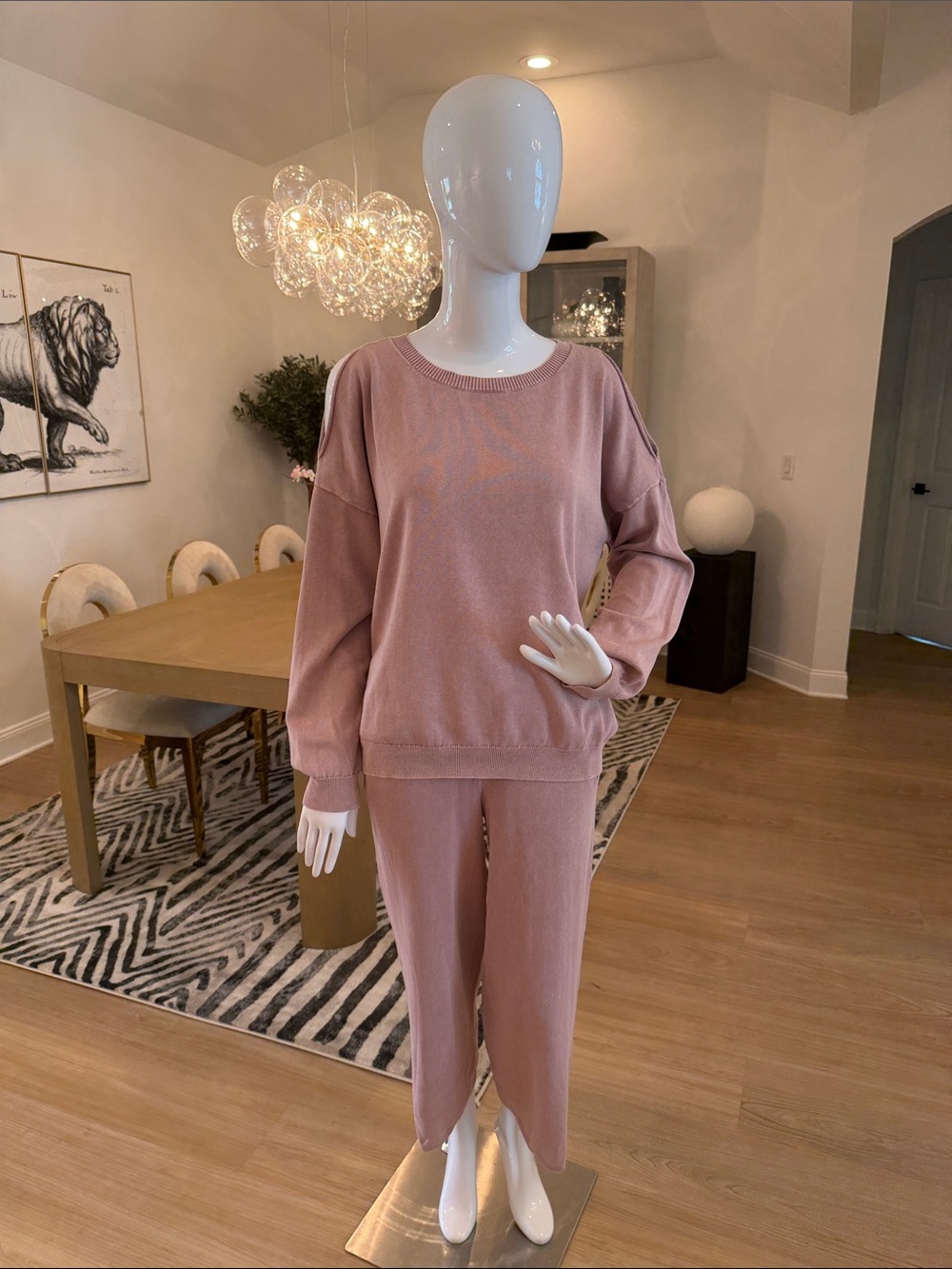 Barefoot Dreams Two-Piece Knit Lounge Set in Rose